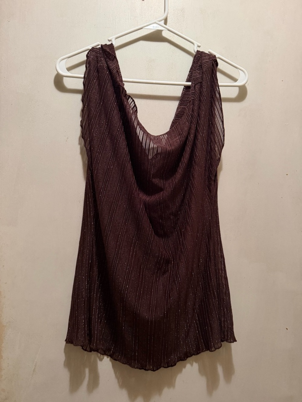 SHEIN Brown Metallic One-Shoulder Pleated Cowl Layering Tank Top
